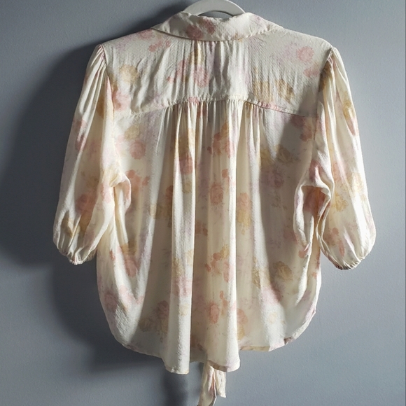 Free People Celia Floral Semi-Sheer Blouse, Size Large - Picture 3 of 12